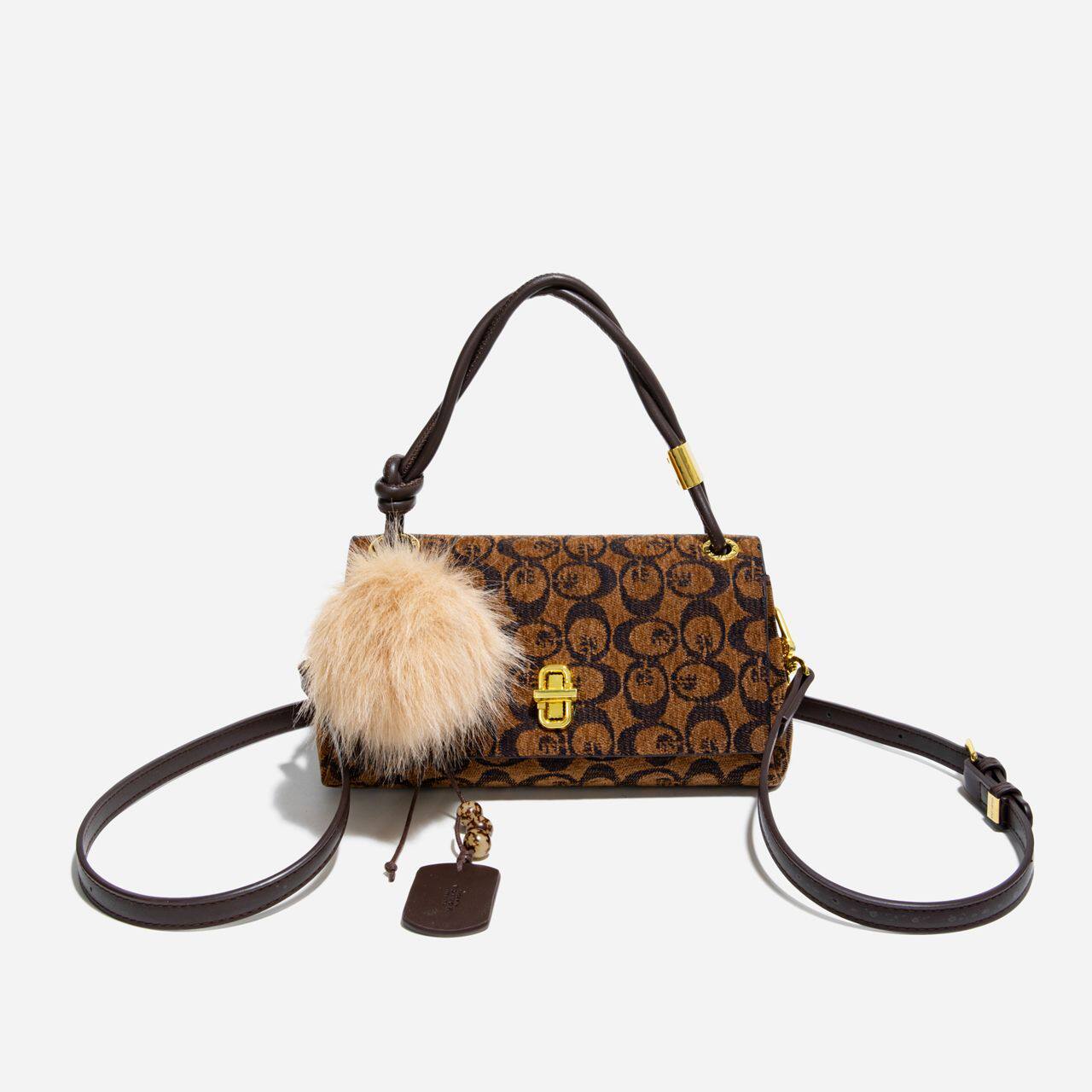 2026新款复古女包时尚百搭老花单肩手提斜挎包大容量通勤外出