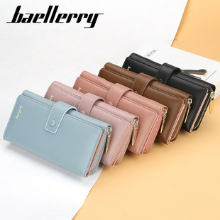 baellerry新款 女士钱包韩版 多功能手机包创意拉链手抓包 搭扣长款