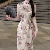 长款 高级感改良夏季 旗袍2026新款 国风女装 旗袍女假期玫瑰 显瘦中式