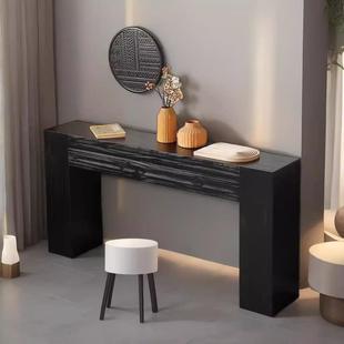 中古复古原木民宿靠墙装饰桌侘寂风实木玄关台入户壁炉客厅置物架