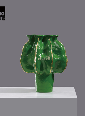 大丹 正品 轻奢绿色金边大丹不规则创意  售楼处酒店玄关柜台摆件