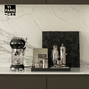 一匚 现代轻奢咖啡机托盘装饰画套装 售楼处会所咖啡厅餐厅摆件