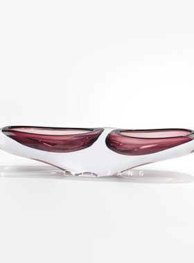 一匚紫色琉璃果盘双口软装样板间茶几客厅售楼处水吧餐厅托盘摆件