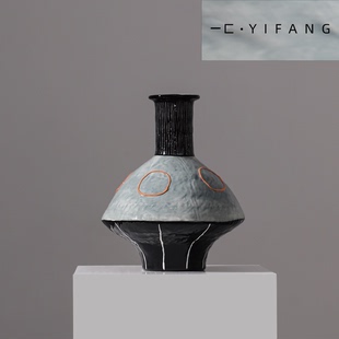 样板间售楼处酒店玄关复古摆件 大丹 正品 艺术 原创手工花器