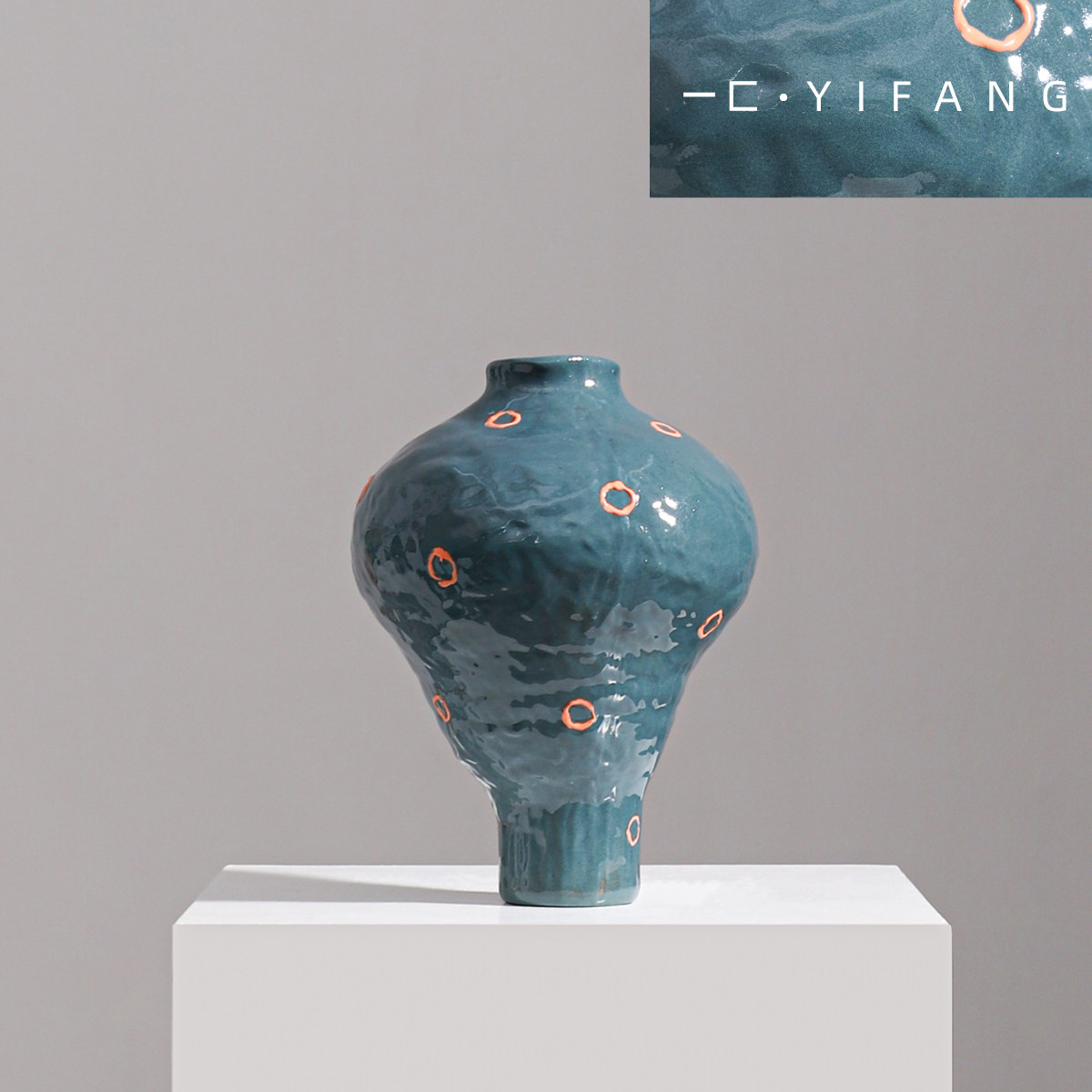 大丹 正品《艺术》绿釉艺术品花器 景德镇艺术家陶艺家居摆件