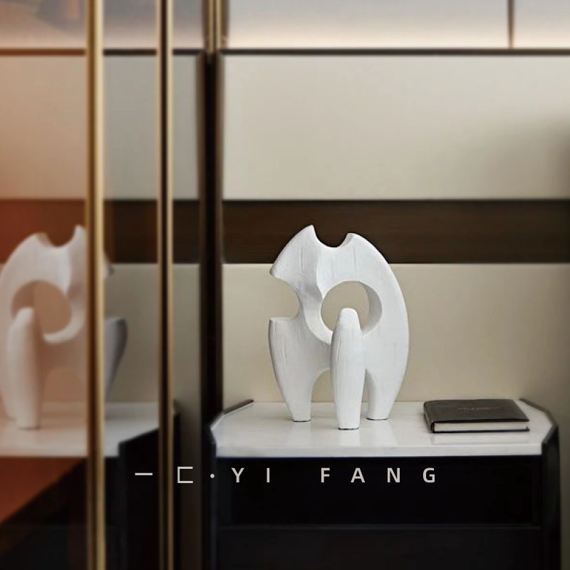 一匚简约现代黑白色创意抽象火苗形摆件客厅玄关样板间桌面装饰品