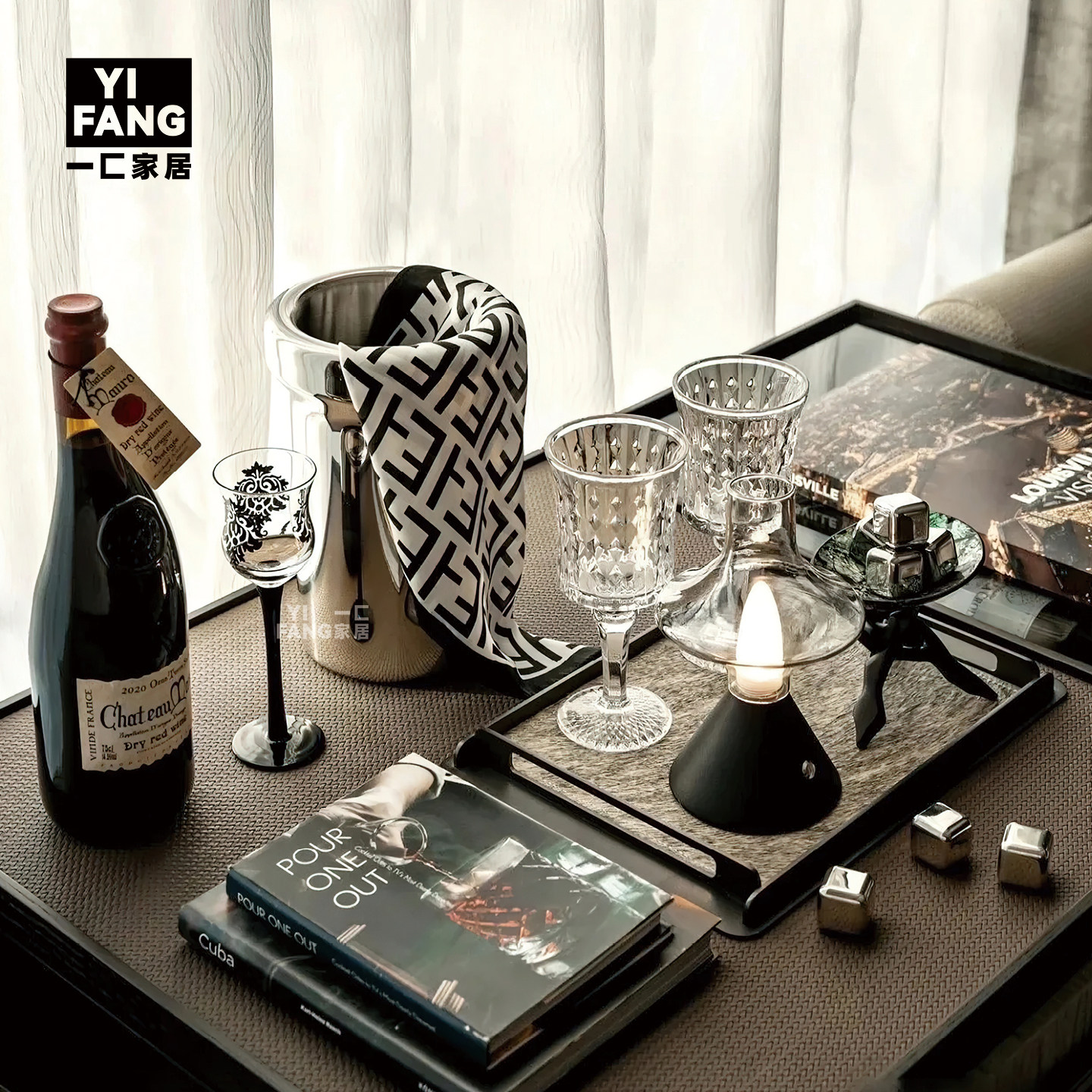一匚现代品进口金属托盘酒具杯图片