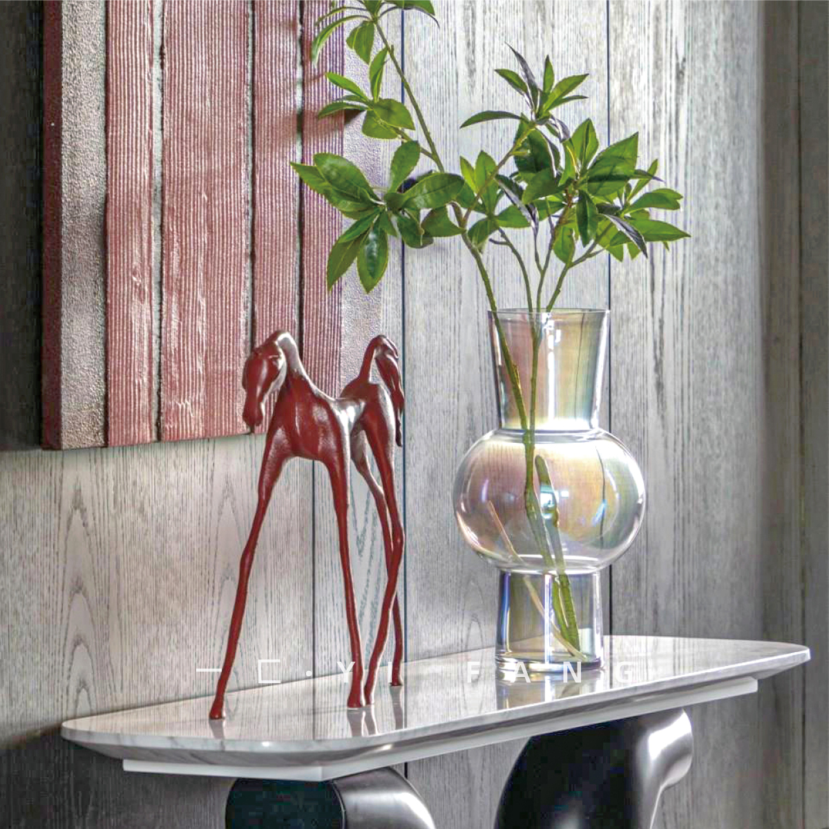 金属马摆件炫彩花器花瓶搭配软装