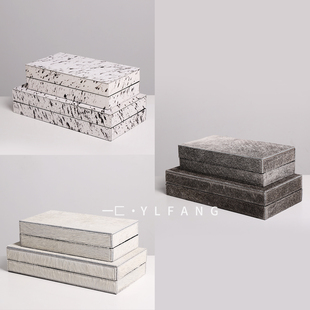 一匚现代轻奢斑点马毛收纳盒 样板间售楼部酒店衣帽间首饰盒摆件