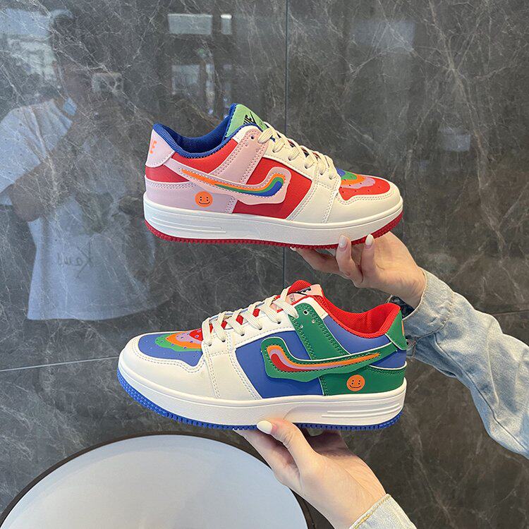 鸳鸯鞋女爆款鞋子彩虹aj女鞋2023春季新款小白鞋网红休闲春秋板鞋
