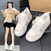 子 学生高颜值原创厚底运动板鞋 加棉星星小香风小白鞋 子女2024新款