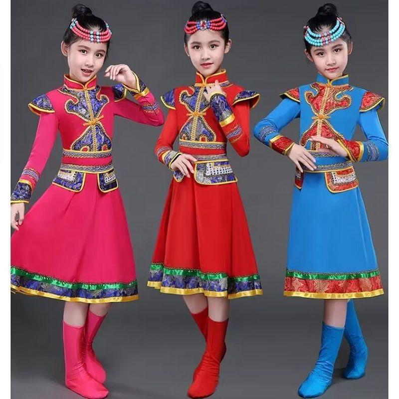 儿童演出服女蒙古舞蹈服装表演服