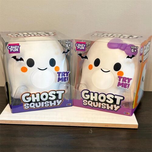 Crazy Fun Ghost Squishy 疯狂乐趣幽灵捏捏玩具白色紫色蝴蝶结套