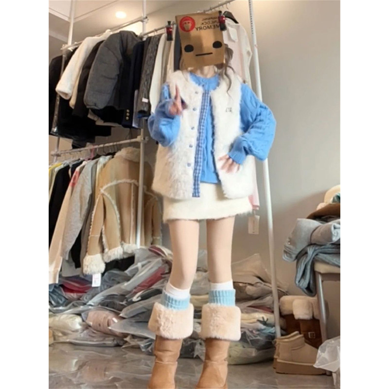 韩式甜妹清纯少女感毛茸茸马甲开衫叠穿蓝色麻花毛衣开衫两件套装,女装/女士精品,时尚套装,淘宝优惠券,粉丝福利购,淘宝优惠卷