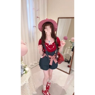 减龄显瘦上衣两件套装 2026新款 温柔甜美少女风蝴蝶结连体背带裤