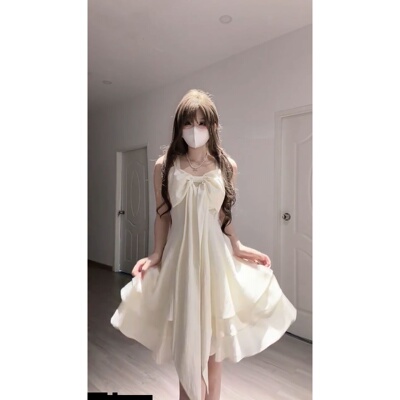 白月光蝴蝶结连衣裙高级礼服裙