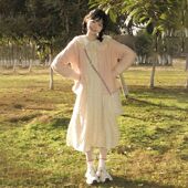 外套 粉色麻花毛衣开衫 甜美软妹娃娃领中长款 碎花连衣裙女学生