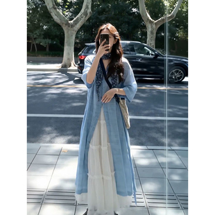 裙搭配高腰显瘦长裙两件套装 2026早春温柔超好看气质长袖 飘逸衬衫