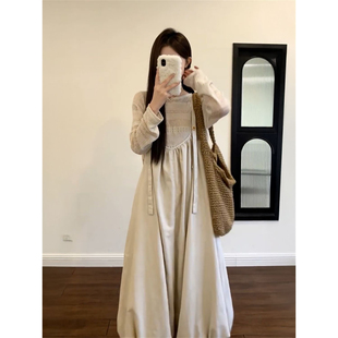 两件套装 春季 上衣衫 叠穿镂空针织长袖 日常休闲百搭花苞背带连体裤