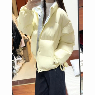 2025冬季新款甜美风立领拼接黄色棉服外套学生韩版慵懒加厚面包服