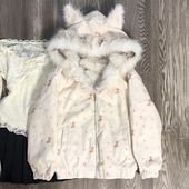 冬日气质温柔风小狗印花双面穿连帽棉服女学生宽松保暖座山雕外套