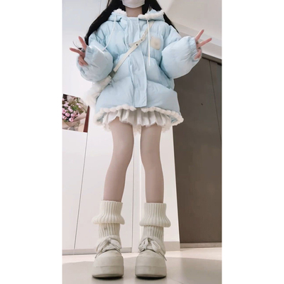 花边拼接连帽设计感棉服