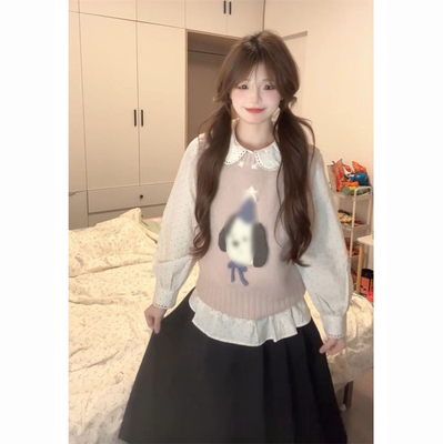 小狗马甲背心+娃娃领衬衫