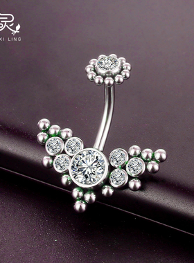 G23钛肚脐钉脐环女欧美性感14G粗杆防过敏养脐洞饰品钛钢肚脐环
