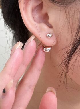 s925纯银豌豆子复古耳钉女养耳洞耳扣耳骨钉睡觉不用摘小耳环耳饰