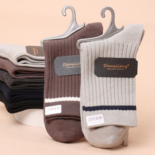 男士 秋冬中筒棉袜棉质休闲加长加厚保暖袜子深色不掉色简约不臭脚