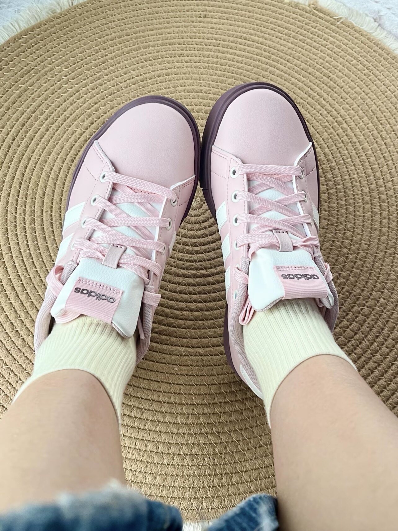 Adidas Daily 4.0 阿迪达斯女鞋复古粉白经典低帮休闲板鞋 KH8003