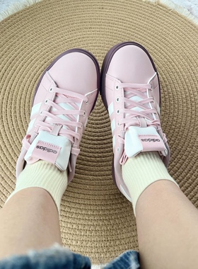 Adidas Daily 4.0 阿迪达斯女鞋复古粉白经典低帮休闲板鞋 KH8003