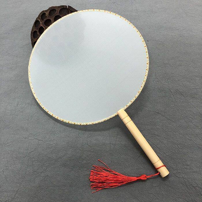 空白团扇diy真丝熟绢工笔国画圆形宫扇 书法手绘古典刺绣宫廷扇子