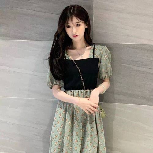 Chiffon fabric new summer long floral dress dress high-quality gentle all-match first love skirt