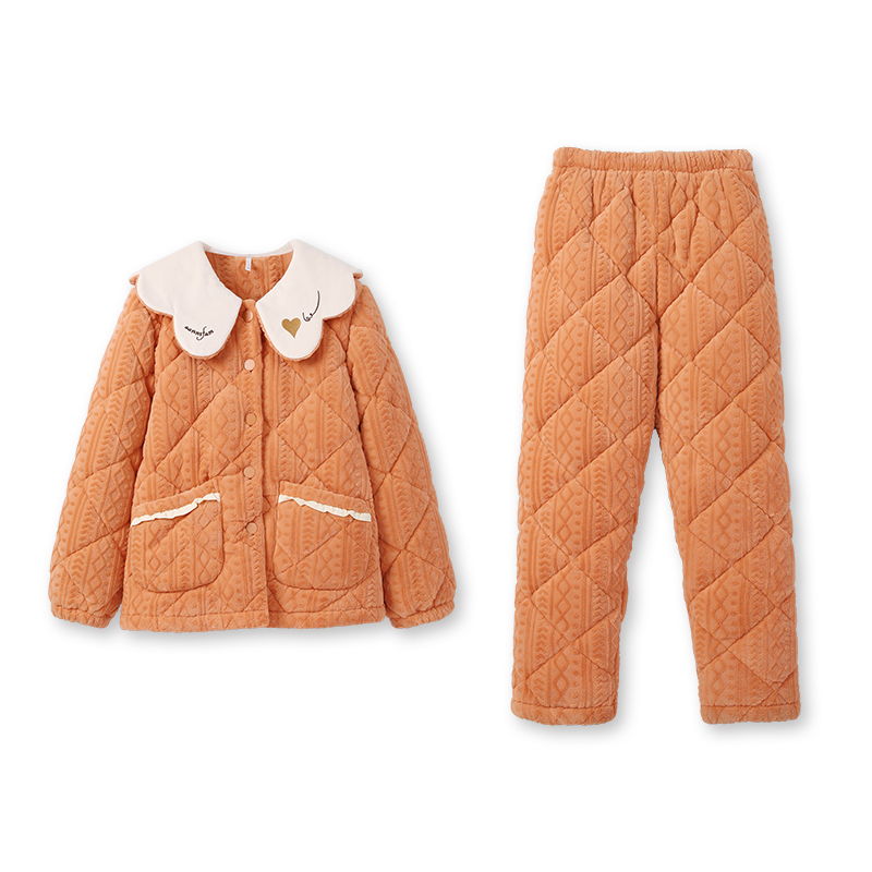 保暖珊瑚绒夹棉家居服安之伴