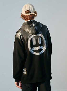 BEASTER小恶魔鬼脸扎染印花潮流连帽新款卫衣街头机能风宽松上衣