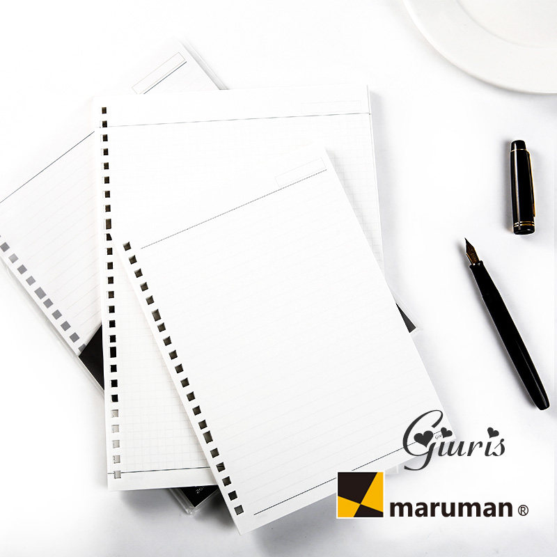 日本maruman满乐文a5b5活页替芯GIURIS横线方格记事本笔记本替芯不透纸钢笔用纸办公活页纸