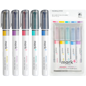 国誉Mark 马克笔淡色系荧光笔学生用甲壳虫标记笔彩色划重点大容量灰色黄色红蓝色纤维笔尖小学生