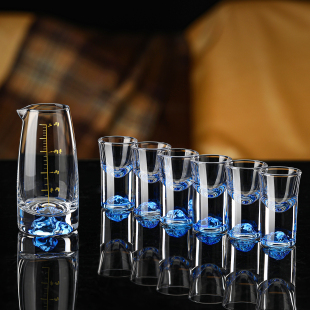 创意轻奢白酒杯分酒器家用套装 玻璃带刻度酒杯高档一口杯高级酒具