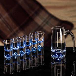 高档蓝山白酒杯分酒器家用套装轻奢水晶玻璃子弹杯小酒杯一口杯
