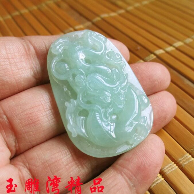 老坑缅甸天然翡翠吊坠A货生肖玉吊坠玉佩玉器玉石冰种龙牌 带证书