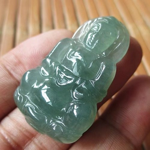 缅甸天然翡翠冰种a货玉吊坠挂件小玉观音玉坠宝宝儿童男款蓝水