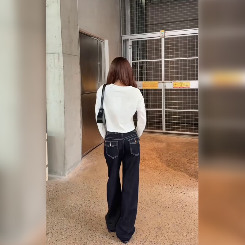 时尚低腰牛仔裤直筒款简约百搭舒适日常修身显瘦潮流牛仔长裤