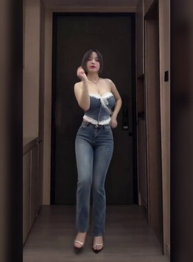 低腰微喇九分牛仔裤女显瘦提臀