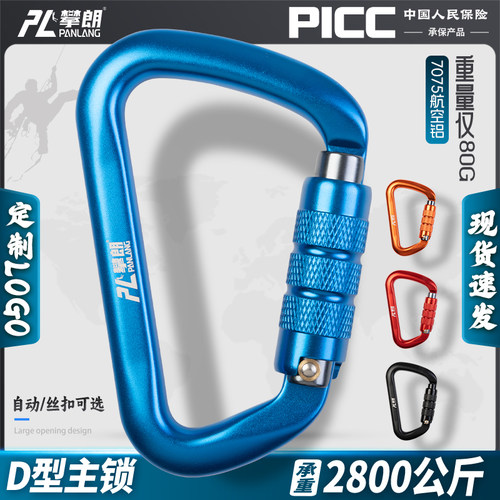 攀岩主锁d型自动锁专业登山扣