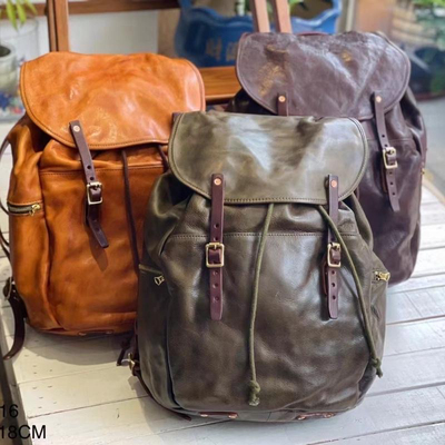 传复古二战m39头层牛皮伞兵包大容量背包休闲真皮双肩包书包