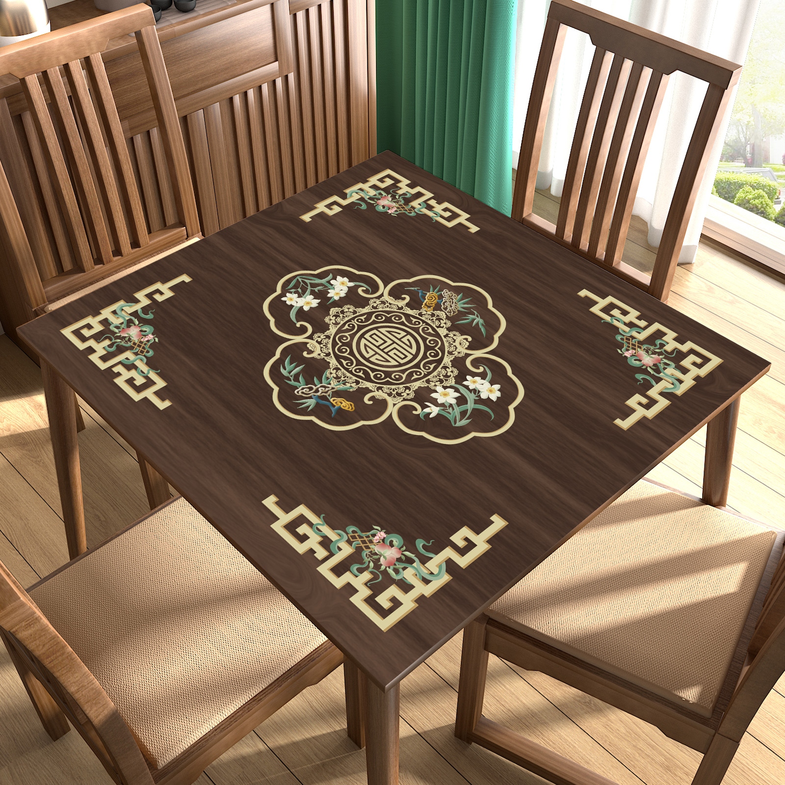 新中式防水防油方形桌垫