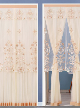 房间门帘遮挡帘隐私纱帘卧室蕾丝半帘隔断帘四季家用防蚊挂帘新款