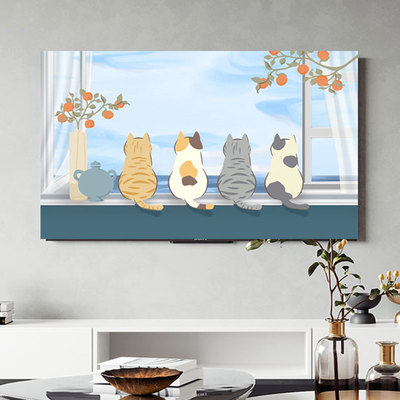 电视机防尘罩盖布家用42寸55寸65寸壁挂式曲屏遮挡套卡通2021新款