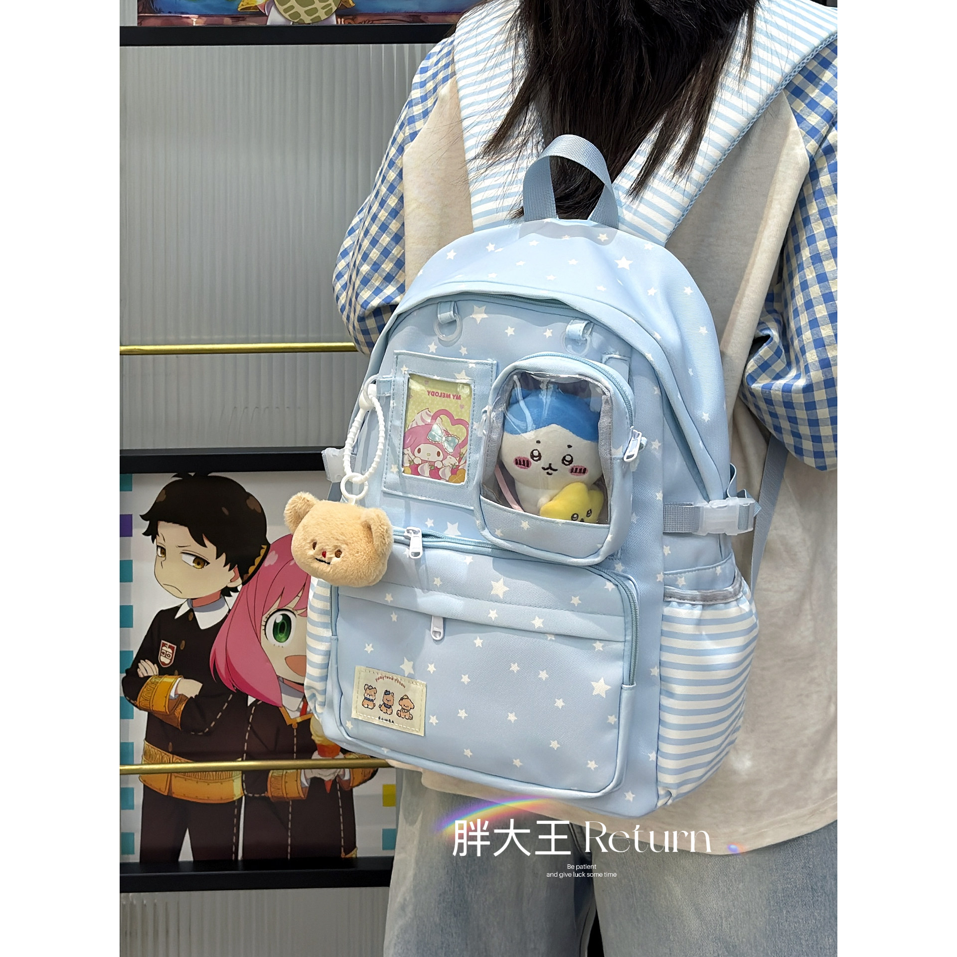 书包初高中学生大容量轻便背包日系少女可爱双肩包痛包赠10cm娃包图片